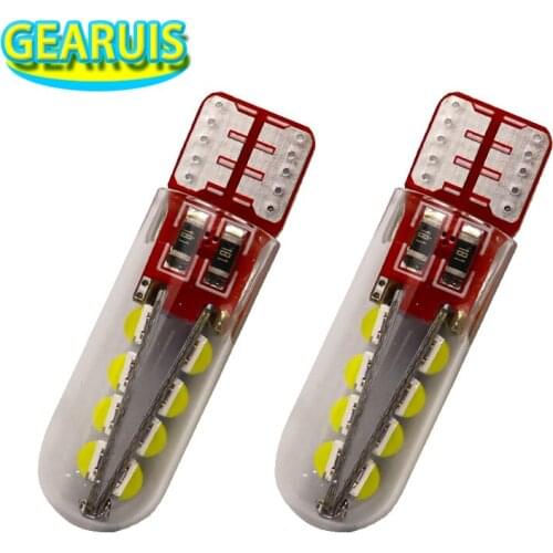 100X Glass T10 194 W5W 8 smd 3030 LED 0.6W 50MA Non polar Car auto Wedge License Plate Bulb White Red Yellow Car styling AC 12V