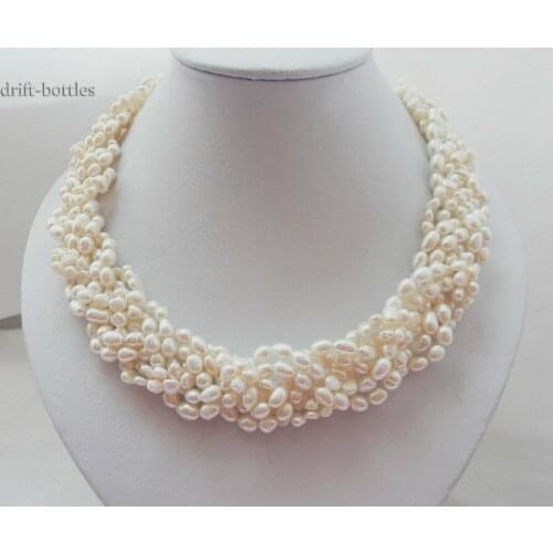 18'' White Rice Baroque Freshwater Pearl Necklace