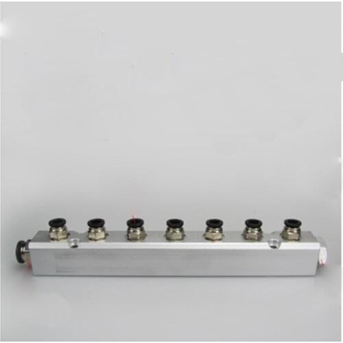 30x30mm G1/4" Out G1/2" In 7 Way Pneumatic Fitting Air Manifold Block Splitter
