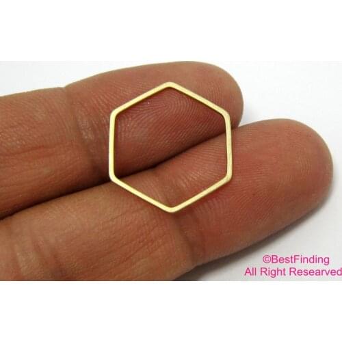 50pcs Brass pendant 18x1mm Raw brass Hexagon connector pendant R497