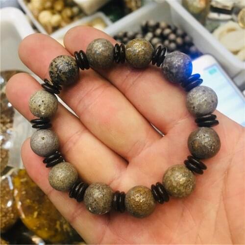 8mm natural Madagascar dinosaur bones polished bracelet hand beads1pc