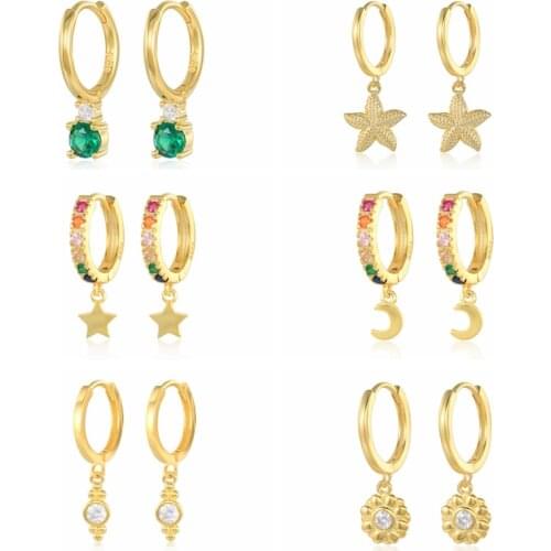 CANNER 925 Sterling Silver Earrings For Women Starfish Moon Earrings Dangle Piercing Pendientes Mom Gift Cartilage 2021 Trend