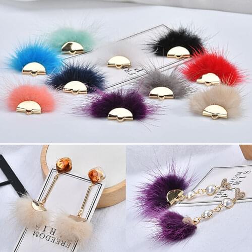 Free Shipping 10pcs Color Fur Felt Alloy Floral Earring Pendant Charms Gold Tone Metal DIY Jewelry Bracelet Necklace Jewelry DIY