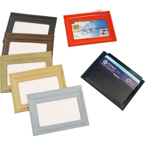 100% Genuine Cow Leather ID Card Holder Candy Color Bank Credit Card Multi Slot Slim Card Case with One Side Window