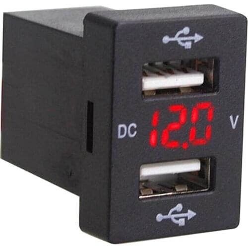 DC 5V Auto Car USB Port Interface with Red LED Digital Voltmeter for Toyota