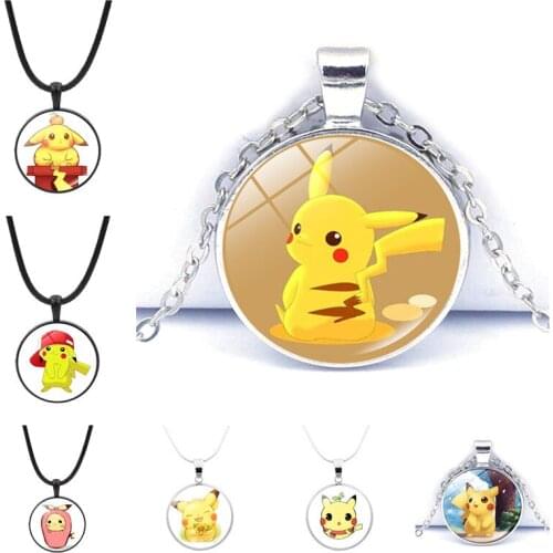 Pokemon Pikachu Childrens Cartoon Pendant Necklace Hourly Gemstone Fashion Jewelry Costume Decorations Cosplay Birthday Gift