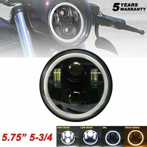 Motorcycle 5.75" 5 3/4 LED Headlight Projector For Dyna Sportster XL1200 XL883 High Low Beam Turn Signal DRL Moto Headlight