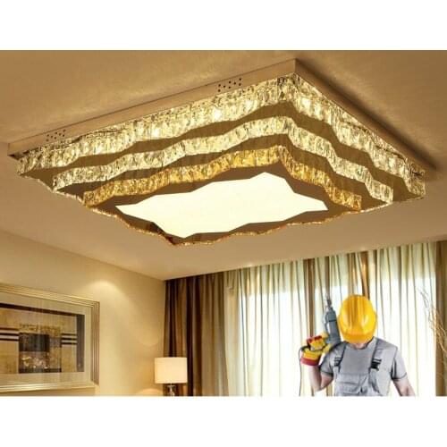 Crystal lamp living room lamp simple modern atmosphere dining room bedroom lamps luxury rectangular LED ceiling lighting fixture