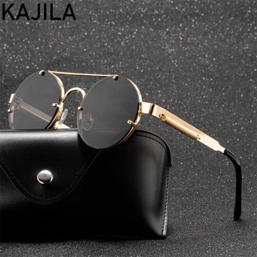 Round Steampunk Sunglasses Men 2021 Fashion Elastic Temples Brand Designer Vintage Rimless Sun Glasses For Women Lentes De Sol