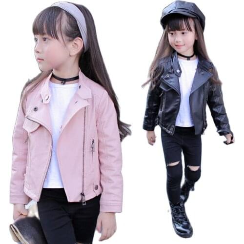Pu Girls Teens Jackets Girl Kids Classic Collar Coats Teen Windbreaker Clothing Childrens Outerwear 3-12 Years Girls Jackets