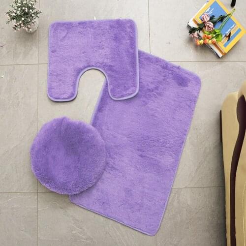 2pcs Microfiber Bathroom Rugs Set Shaggy Soft Bath Mat & U-Shaped Toilet Rug Non-Slip Machine Wash Dry Absorbent Shower D1