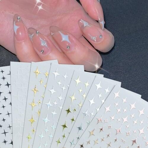 Manicure Stickers Starlight Meteor Manicure Stickers 3D Adhesive Tape Laser Gold Black and White Gold and Silver Manicure Nails