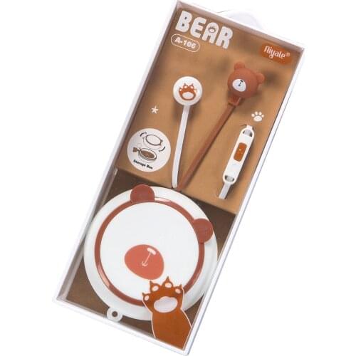 BLUELANS 2021 New Cute Cartoon Bear In-ear Wired Music Headset Stereo Earphone with Mic Storage Box Send Gift