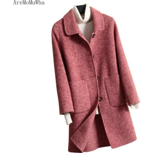 New double-sided cashmere coat womens winter long high-end Korean version of the self-cultivation wool coat thickening MH497