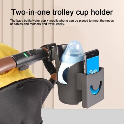 Newly Stroller Cup Holder with Phone Stand Multifunctional Universal 2-in-1 Bottle Holder or Stroller Wheelchair Walker