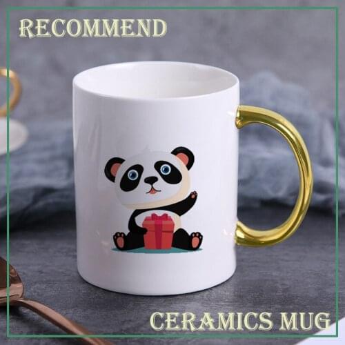 Panda gift pattern gold Coffee Mug creative Drinkware Coffee Tea Cups Novelty Gifts milk cup Breakfast Mug Dropshipping KTDW-037