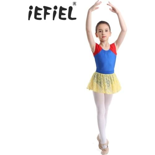 Toddler Kids Children Girls Dancer Dress Ballet Leotards Gymnastics Dress Floral Lace Skirt Outfit Set Fairytale Dance Costumes