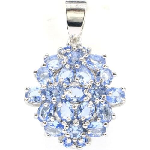 30x19mm SheCrown Delicate Fine Cut Flowers Created Violet Tanzanite Silver Pendant Drop Shipping