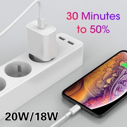 Portable Type-C PD Charger 20W Fast Charging USB C Chargers for iPhone 12 11 Pro Max Mini for Apple PD Charger with C to L Cable