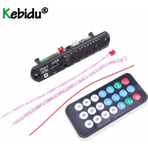 Kebidu 5/12V Remote Control Bluetooth MP3 decoder board MP3 Card Reader Audio Player Car Accessories with USB TF FM radio Module