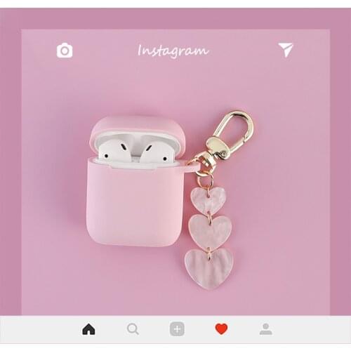 Super Cute Pink Love Shape Pandant Silicone Earphone Case for Apple Airpods 1 2 Accessories Headphone Charger Box Protect cover