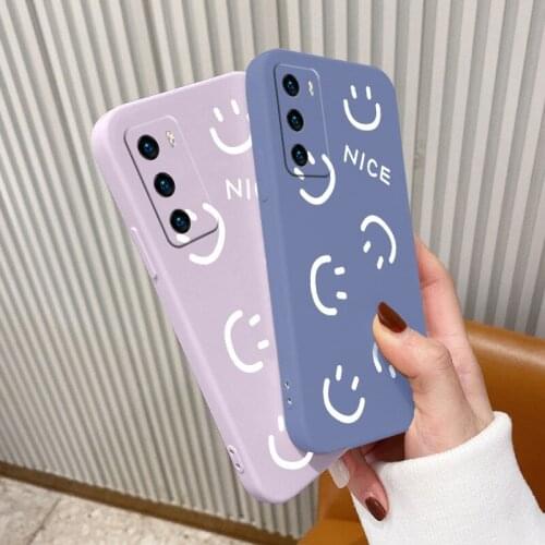Nice Smiles Silicone Case For Huawei P40 P30 P20 Pro Lite Mate 40 30 20 Pro Lite P Smart 2021 Y7A Ultra Thin Phone Back Cover