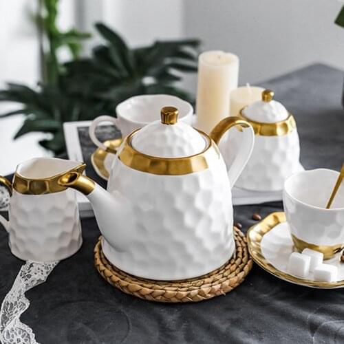 Nordic Coffee Pots Cup Sugar Bowl Milk Jug White Ceramic Coffeeware Afternoon Tea Kettle Home Hotel Kitchen Supplies Teapot Mug
