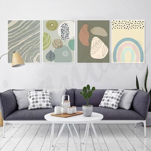 Nordic Rainball Arch Wall Art Line Leaf Plant Canvas Print Botanical Scandinavian Decoration Picture Art Work Home Decor