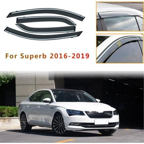 4PCS Car Window Sun Visor For Skoda Octavia/Fabia/Superb/Rapid Spaceback/KODIAQ/KAROQ/KAMIQ Window Deflectors Car Accessories