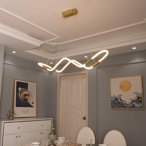 Modern Led Hanging Chandelier For Kitchen Living Room Dining Room Indoor Decor Pendant Lighting Fixtures Long Strip Lustres