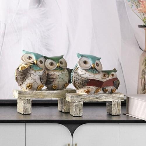 MODERN CUTE OWL SCULPTURE DECORATIVE FIGURINE ABSTRACT ANIMALS STATUE RESIN CRAFT HOME DECORATION LIVING ROOM ORNAMENT R4266