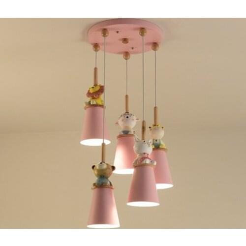 LED Pendant Lights For Kids Room Pink Children Lamp Cartoon Lighting Fixture Girls Room Hanging Luminaire Baby Lustre