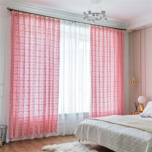 1pcs 3m*2.6m(Wide*High) RLight-transmitting Retro Hollow Curtain Crochet Fabric Window Screen Bay Window Curtain