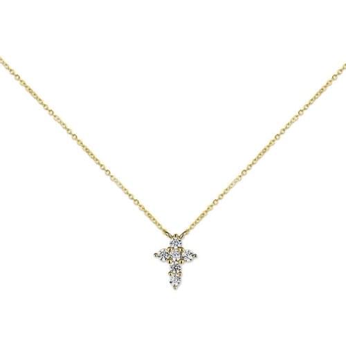DARK DIAMOND-zircon cross necklace 925 Sterling Silver Rhodium plated or 18K gold plated. Antioxide