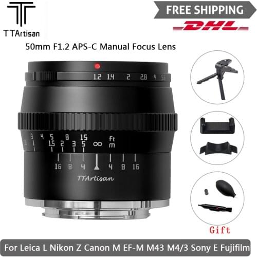 TTArtisan 50mm F1.2 APS-C Manual Focus Lens Manual Focus MF for Leica L Nikon Z Panasonic Canon M EF-M M43 M4/3 Sony E Fujifilm