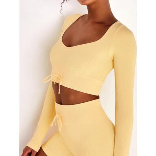 Long Sleeve Top Crop Top Womens Sport Wear For Fitness Gym Women Sport Shirt Workout Running Tops Female Sport Yoga Shirts