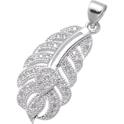 Famous Brand Jewelry Bijoux Zircon Leaf Charms Pendants For Bracelets & Necklaces Diy CZ Floating Charms Wholesale Components