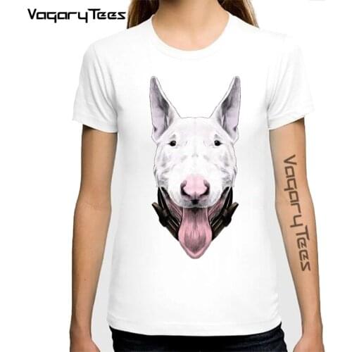 Funny dog print cute girl Tops ladies casual Tees I Love my friend Bull Terrier art maiden T-Shirt Summer novelty women t-shirt