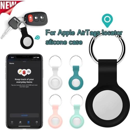 1pc Case For Apple Airtags Liquid Silicone Protective Sleeve For Apple Locator Tracker Anti-lost Device Keychain With Hook