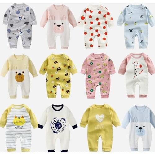 Baby Romper Clothing Unisex Boy Girls Long Sleeve Autumn Playsuits Printed Cheap Climbing Suits One Piece Cotton Sleepwear