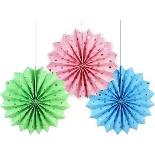 1x Gold Polka Dot Paper Fan Decoration Accodion Fans Crinkle Fans Rosettes Pinwheel Backdrop for Wedding Shower Birthday Party