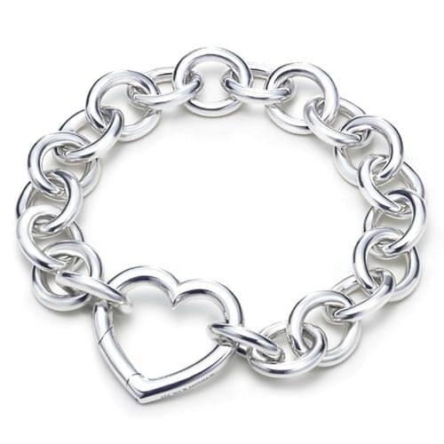 100% 925 Solid Real Sterling Silver Bracelet Fashion Love Heart Bracelet 20cm For Teen Girls Lady Gift Women Wedding Jewelry