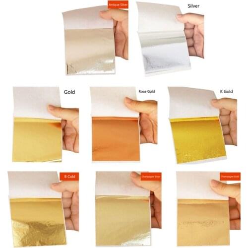 100Pcs Imitation Gold Sliver Copper Foil Papers Leaf Leaves Sheets Foil Paper Gilding Craft Resin Jewelry Making Filling