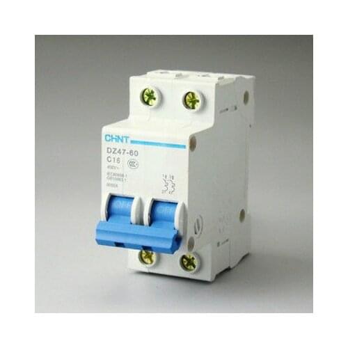10P DZ47-60 C16 AC230/400V 16A Rated Current 2 Pole Miniature Circuit Breaker GQ
