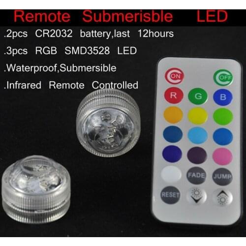 12pcs/Lot RGB LED Submersible Floralytes Remote Controlled Floral Tea Light Candle Flash RGB Colors change Wedding Xmas lamps