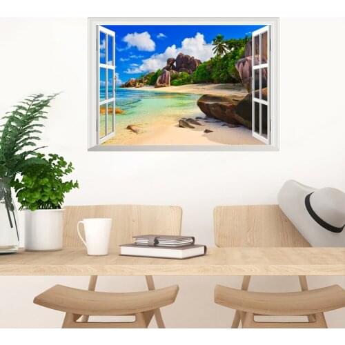 3D Window Nature Landscape vivid Wall Sticker Decal Home Decor Living Room Bedroom Mural Wall Decals Wall Art Poster