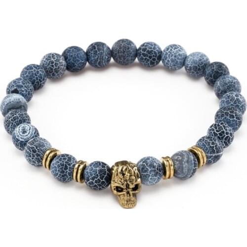 8mm u5u5 micro pave cz zircon cubic zirconia elastic adjusted Charm nature stone yellow Tigereye bead skull Charm Bracelet