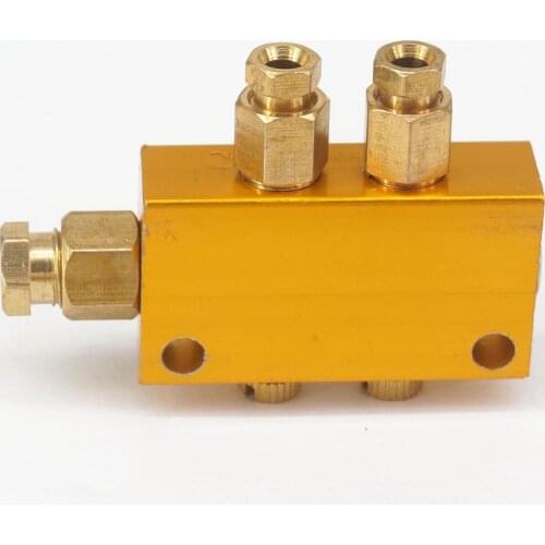 Al Body+Brass Fitting 2 Way 6mm in 4mm Out Adjust Lube Oil Piston Distributor Value Manifold Block for centralized lubrication