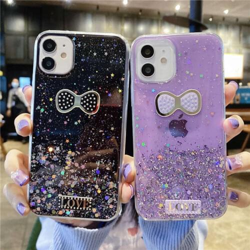 Glitter Bling Love Bow Case For oppo a9 a5 a31 2020 a91 a52 a92s a73 a15 a55 realme 5 6 x7 pro xt c12 c15 v5 7i c2 x50 c11 Cover