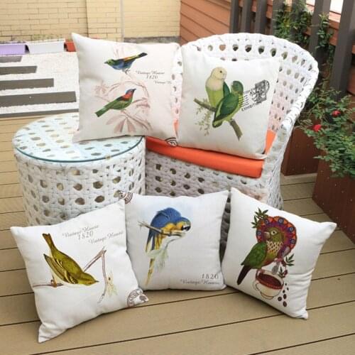 Parrot Print Pillow Case Stamps Style Nordic Home Decoration Cushion Cover Office Chair Seat Case Pillows For Back Pillowcase